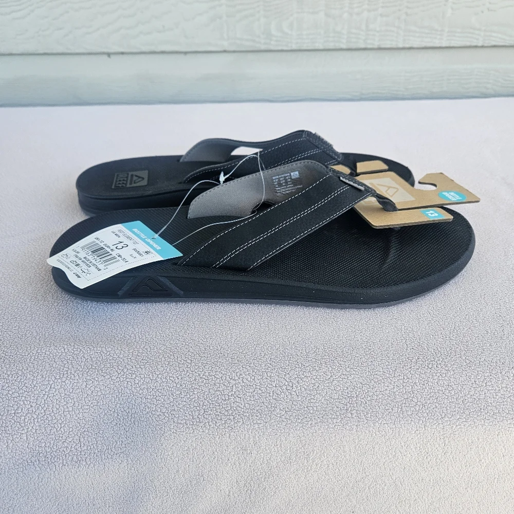 Reef Element TQT Bottle Opener Flip Flop Sandals Men SZ 13 Black Slip-On